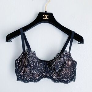 Victorias Secret dream angels push up lace underwire bra black nude 36D